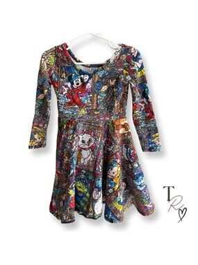 Wild Rich Kids Character Print Stained Glass Disney Pixar Twirl Dress Girls 5/6